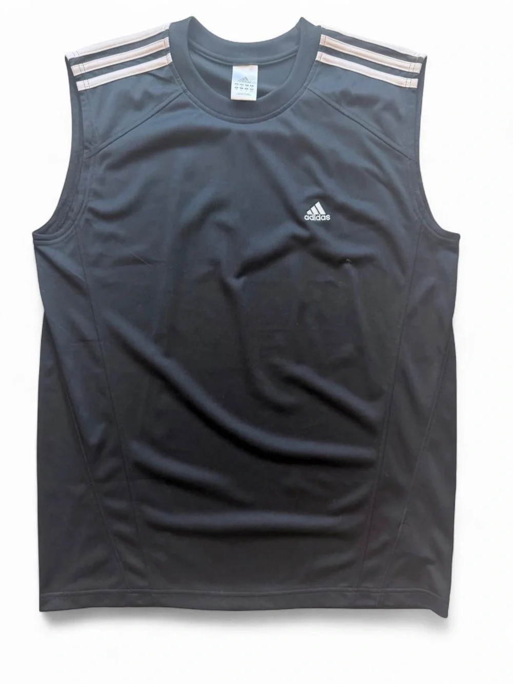adidas Black Men’s Sleeveless Training Tank with White Stripes